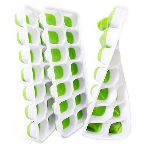 Vehhe Ice Cube Trays Freezer 3 Pack Reusable Silicone 14-Ice Cube Molds with Spill-Resistant - Image 1