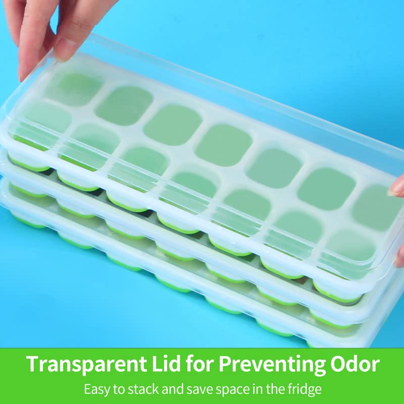 Vehhe Ice Cube Trays Freezer 3 Pack Reusable Silicone 14-Ice Cube Molds with Spill-Resistant - Image 4