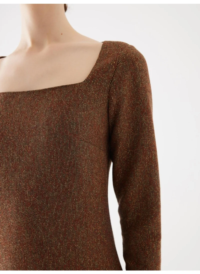 Juste Knitted Square Neck Cinnamon Dress