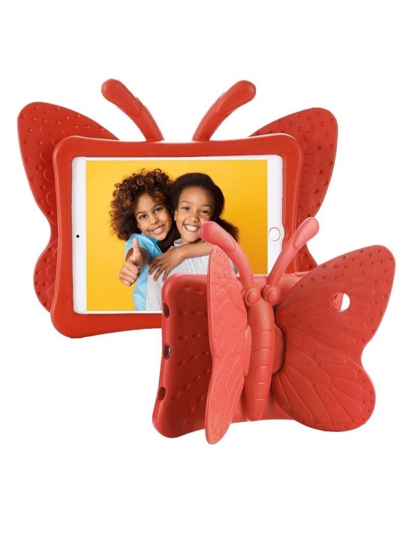 SmartGrist iPad 6th Generation Case for Kids, iPad 9.7 inch Case, Light Weight Shockproof EVA Foam Protective Tablet Stand Cover Holder for Apple iPad Air/Air 2 iPad 9.7 2017/2018 - Cute Butterfly, Red - Image 1