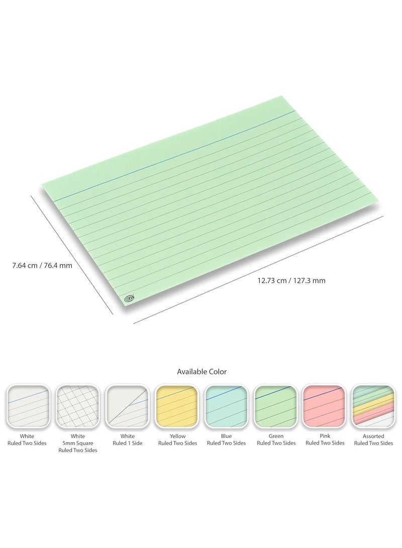 FIS® Ruled Record Cards or Index Cards, Size:5"x3" Inches (127x76mm), Two Sides Single Ruled, 240gsm, 100 Sheets Per Packet, Packet of 3 Pieces, Green Color-FSIC53GR-3 - Image 4