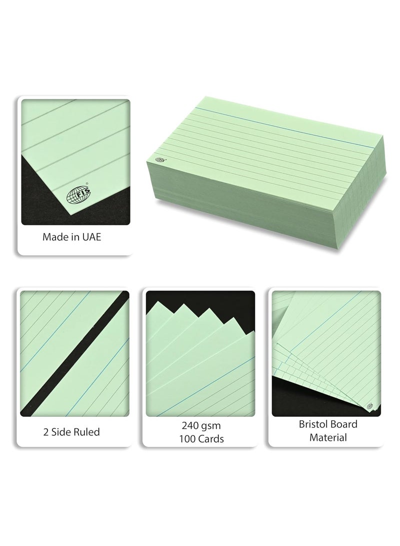 FIS® Ruled Record Cards or Index Cards, Size:5"x3" Inches (127x76mm), Two Sides Single Ruled, 240gsm, 100 Sheets Per Packet, Packet of 3 Pieces, Green Color-FSIC53GR-3 - Image 5