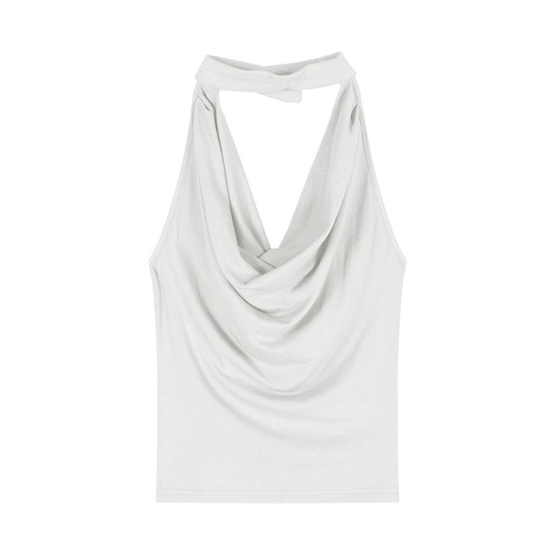 [Factory Source Straight Hair] Fashionable Swing Neck Halter Vest Slim-Fit Slimming Sleeveless Backless Top - Image 1