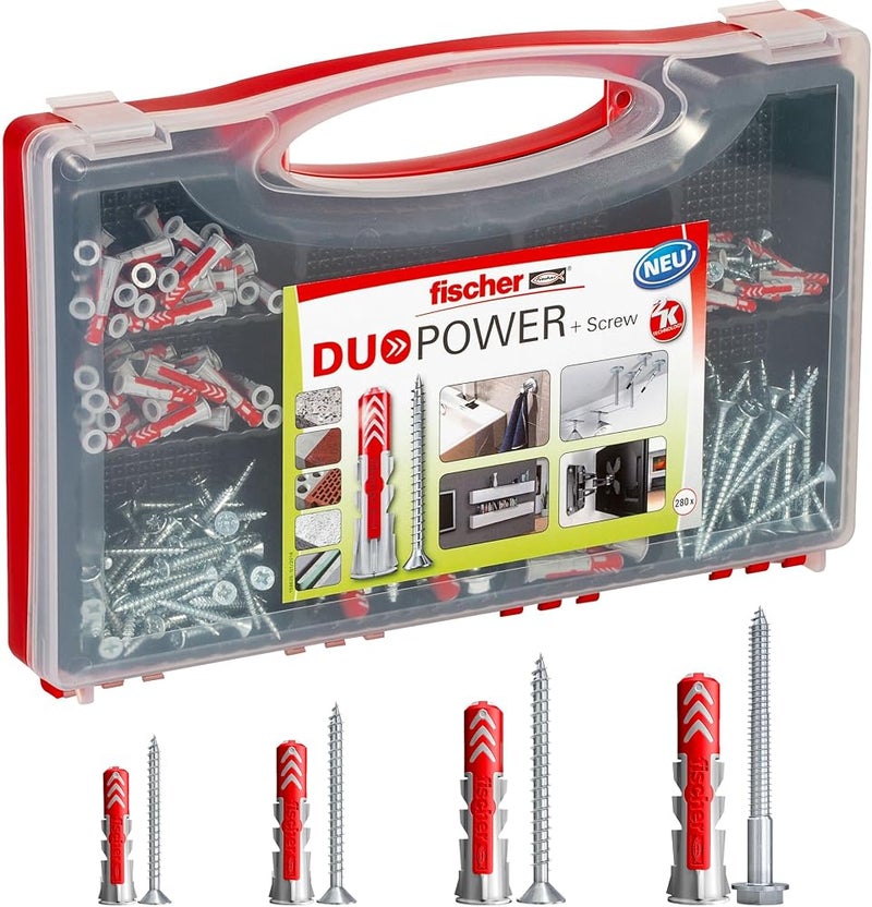 Fischer RED BOX - DUOPOWER Plugs + Screws Various Sizes 280pcs 536091 - Image 1