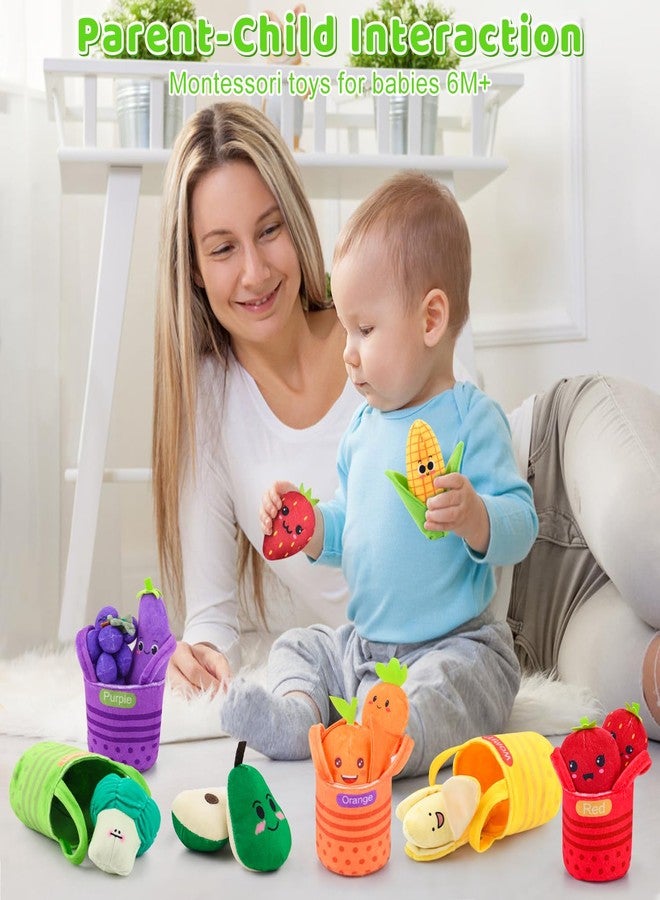 Auney Baby Toys 6-12 Months, My First Fruits & Vegetables Sensory Toys with Rattle Crinkle Sounds Color Sorting Play 15 PCS, Montessori Toys for 1 Year Old, Toddler Stocking Stuffers Baby Boy Girl Gifts - Image 3