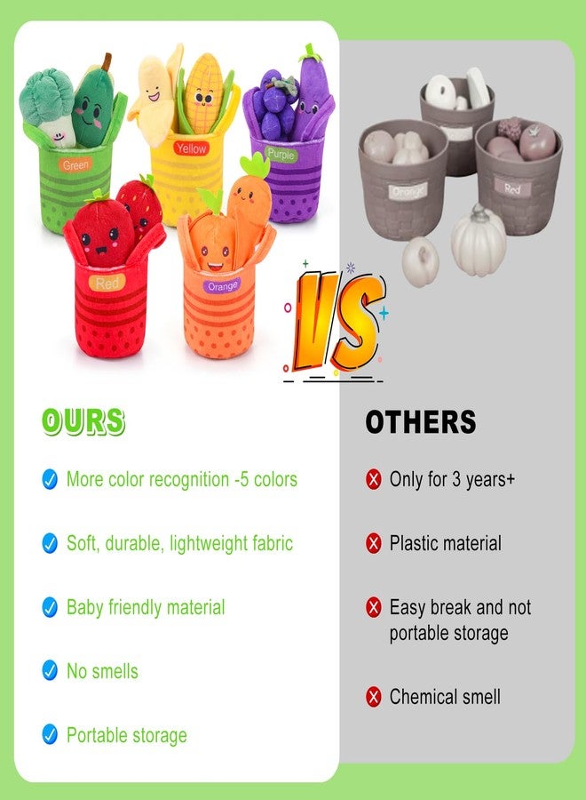 Auney Baby Toys 6-12 Months, My First Fruits & Vegetables Sensory Toys with Rattle Crinkle Sounds Color Sorting Play 15 PCS, Montessori Toys for 1 Year Old, Toddler Stocking Stuffers Baby Boy Girl Gifts - Image 5