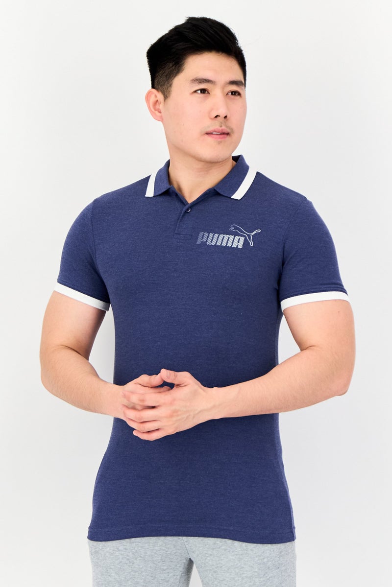 PUMA تي شيرت بولو قصير الأكمام للرجال، رياضي، خارجي، أزرق رمادي - Image 1