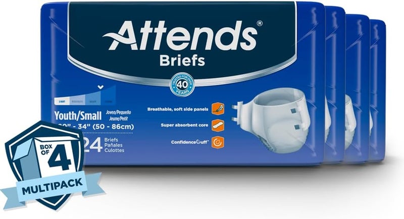 Attends Youth Incontinence Disposable Briefs YouthSmall 2034 Waist with Tab Closure Heavy Absorbency with Super Absorbent Core and Breathable Side Panels 96ct Case - Image 5