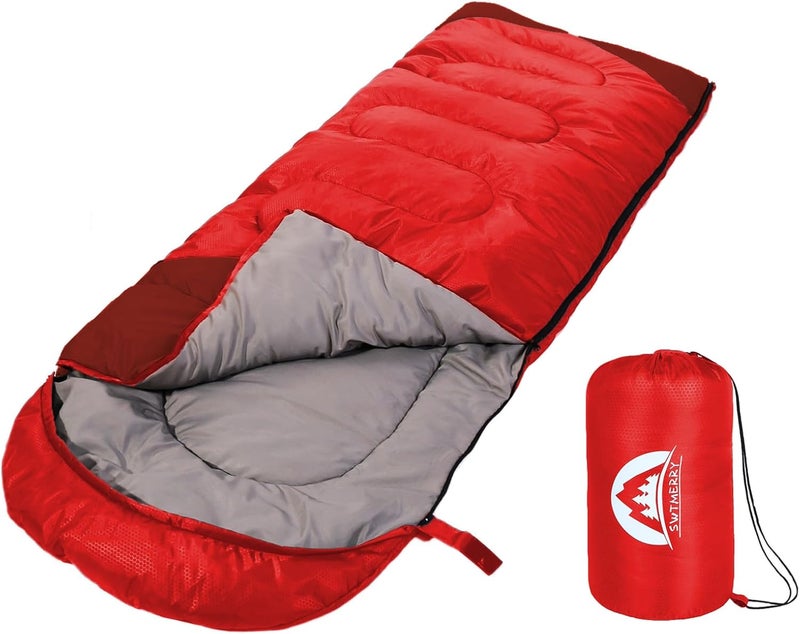 SWTMERRY Sleeping Bag 3 Seasons (Summer, Spring, Fall) Warm & Cool Weather - Lightweight,Waterproof Indoor & Outdoor Use for Kids, Teens & Adults for Hiking and Camping - Image 1