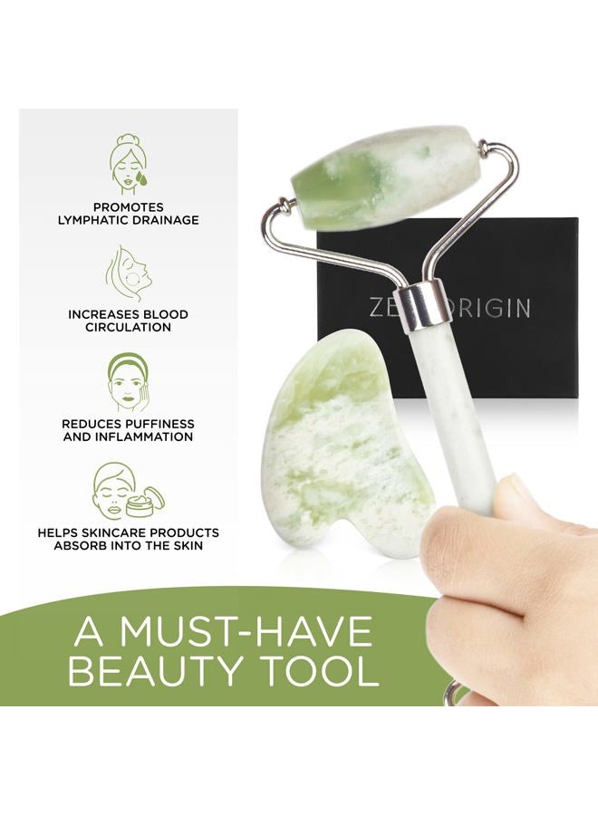 SURRATT Jade Roller and Gua Sha Set - 100% Natural Jade Stone Face Roller, Dual Sided Massage Roller Stimulates Blood Flow, Relieves Stress, Reduces Signs of Aging, Travel Pouch Included, Gift Box - Image 4