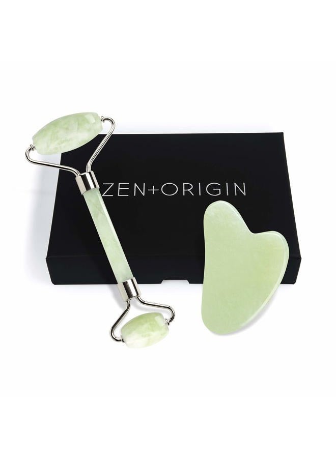 SURRATT Jade Roller and Gua Sha Set - 100% Natural Jade Stone Face Roller, Dual Sided Massage Roller Stimulates Blood Flow, Relieves Stress, Reduces Signs of Aging, Travel Pouch Included, Gift Box - Image 1