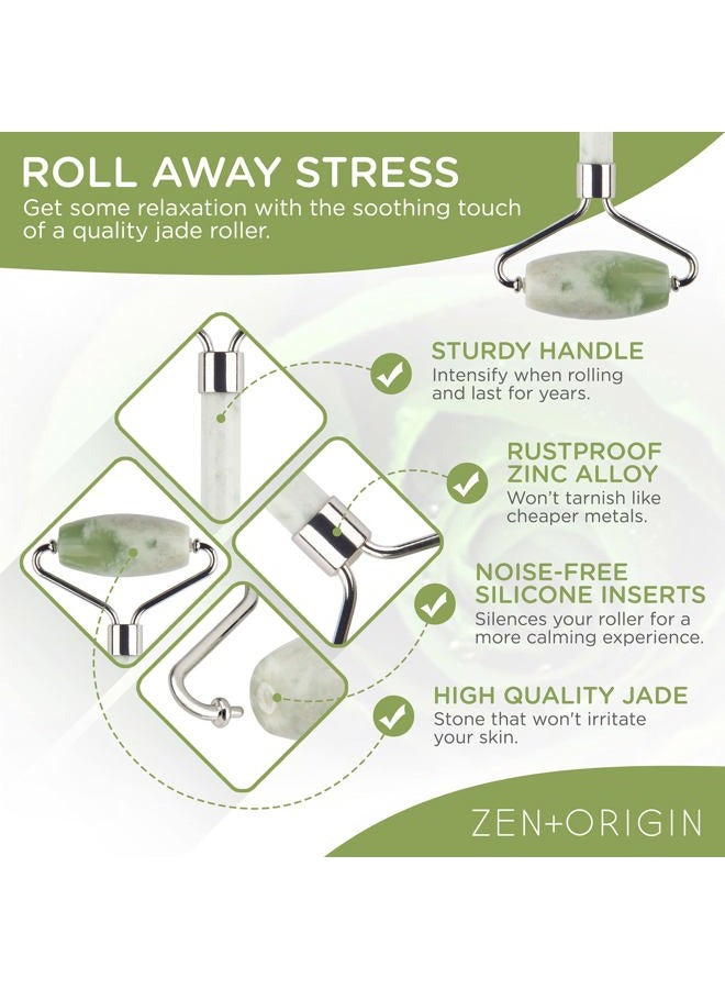 SURRATT Jade Roller and Gua Sha Set - 100% Natural Jade Stone Face Roller, Dual Sided Massage Roller Stimulates Blood Flow, Relieves Stress, Reduces Signs of Aging, Travel Pouch Included, Gift Box - Image 2