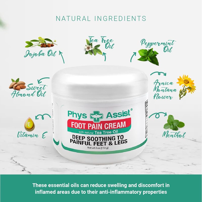 PhysAssist Soothing Foot Cream to Feet and Legs. 4 oz Jar - Image 2