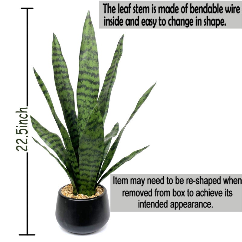 Bird Fiy Artificial Snake Plant 22.5" Faux Agave Fake Sansevieria Artificial Potted Plants for Indoor and Outdoor Home Office DÃ©cor - Image 3