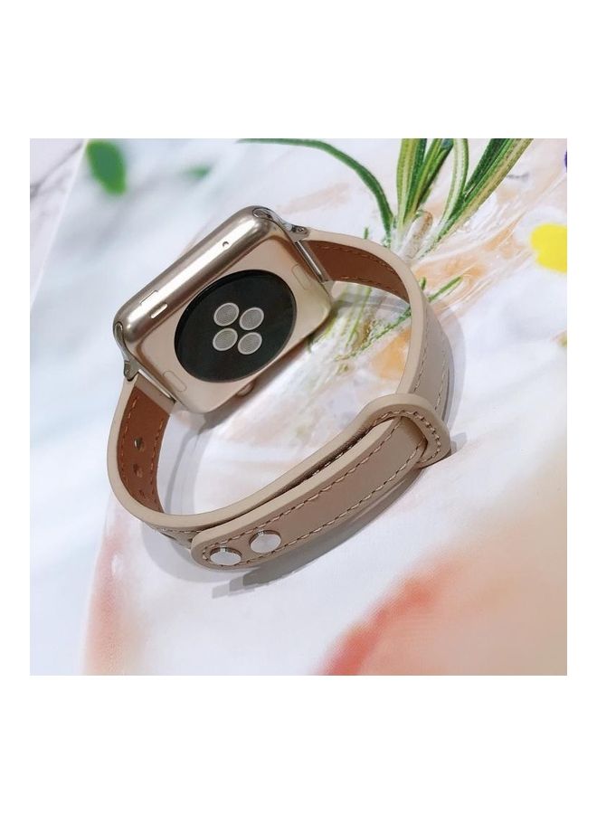 NIBEMINENT Double Nail Leather Replacement Strap Watchband For Apple Watch Series 1/2/3/4/5/6/7/SE 38-40-41mm Black - Image 5