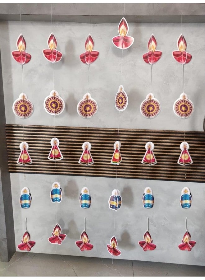 Atpata Funky زينة حائط ورقية مبهجة لعيد ديوالي - ديya، نافورة، شاكري، قنبلة راسي - حول مساحتك بأناقة احتفالية (6 أقدام، ديya و ألعاب نارية) - Image 1