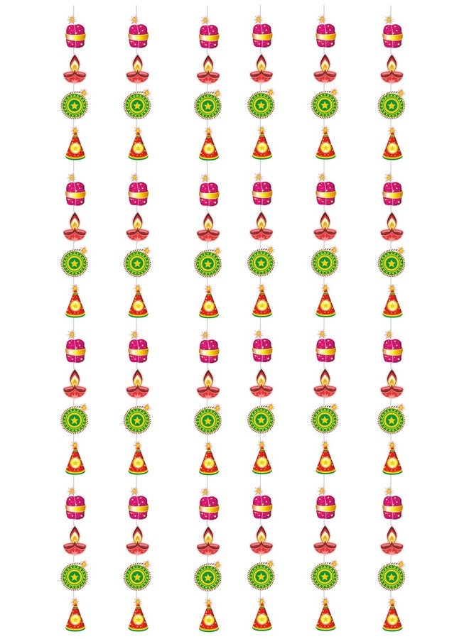 Atpata Funky زينة حائط ورقية مبهجة لعيد ديوالي - ديya، نافورة، شاكري، قنبلة راسي - حول مساحتك بأناقة احتفالية (6 أقدام، ديya و ألعاب نارية) - Image 2