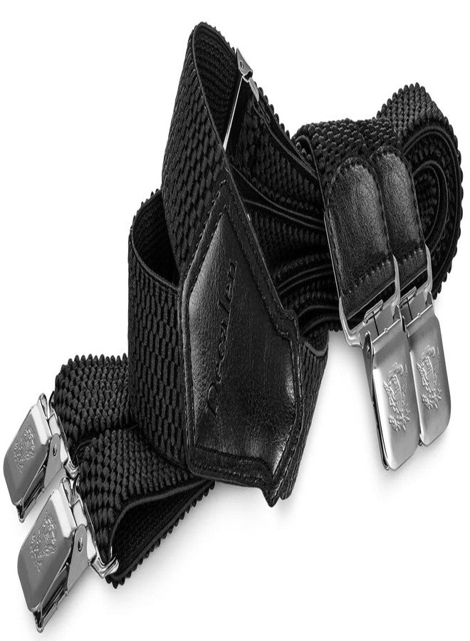Decalen Mens Suspenders Very Strong Clips Heavy Duty Braces Big and Tall X Style (Black) - Image 4