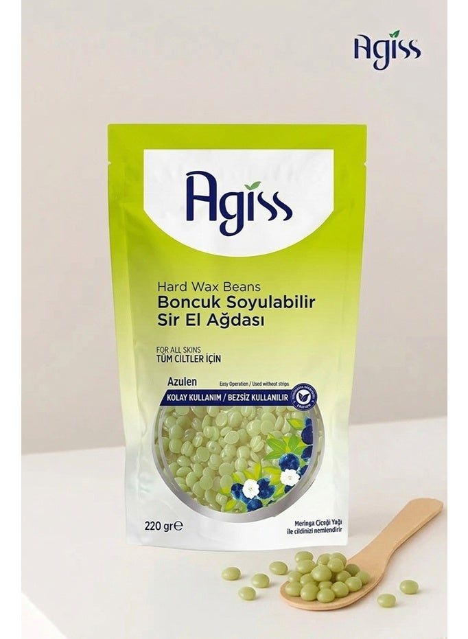 Agiss Hard Wax Beans for Painless Hair Removal - Azulen Formula with Moringa Oil - Peel-Off Stripless Wax Beads for All Skin Types, Face, Body, Bikini - 220g Per Pack (Pack of 6) - Image 4