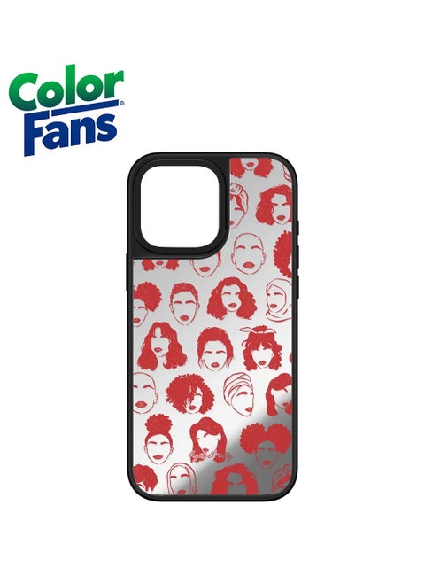 iPhone 12 Bold Faces Mirror Case  - Radiant Red on Sleek Silver