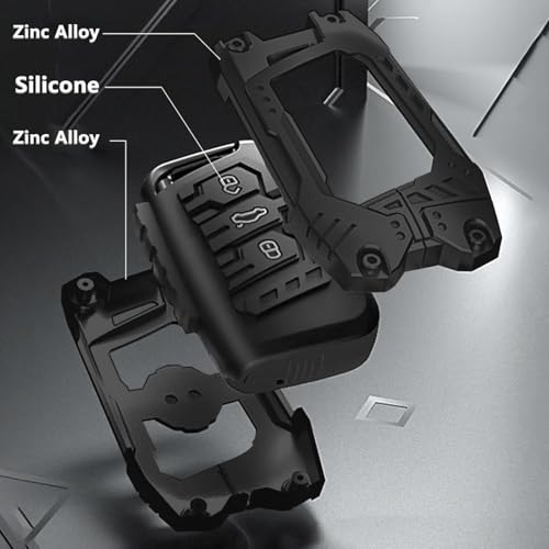JVCV® Zinc Alloy Metal Key Cover Compatible with Skoda Kylaq Slavia Kushaq Taigun Tiguan Virtus Octavia Kodiaq Superb Folding Key (Black) - Image 4