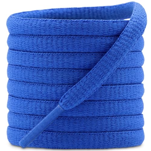 DELELE 2 Pair Oval Shoes laces Half Round 1/4" Athletic Shoelaces Shoe Strings Deep Sky Blue-51 inch - Image 1