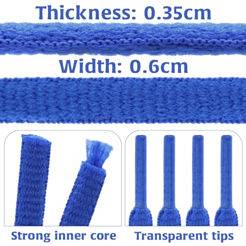 DELELE 2 Pair Oval Shoes laces Half Round 1/4" Athletic Shoelaces Shoe Strings Deep Sky Blue-51 inch - Image 3