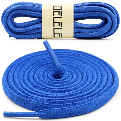 DELELE 2 Pair Oval Shoes laces Half Round 1/4" Athletic Shoelaces Shoe Strings Deep Sky Blue-51 inch - Image 2