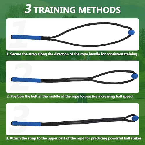 KALAUTO Golf Swing Trainer Rope Aid: Speed Power Tempo Training - Indoor Club Rope Whip Swing Posture Practice Golf Lag Rope Shot Drill Swing Trainer Equipment Exercise Buddy Weighted Ball (Dark Blue) - Image 3