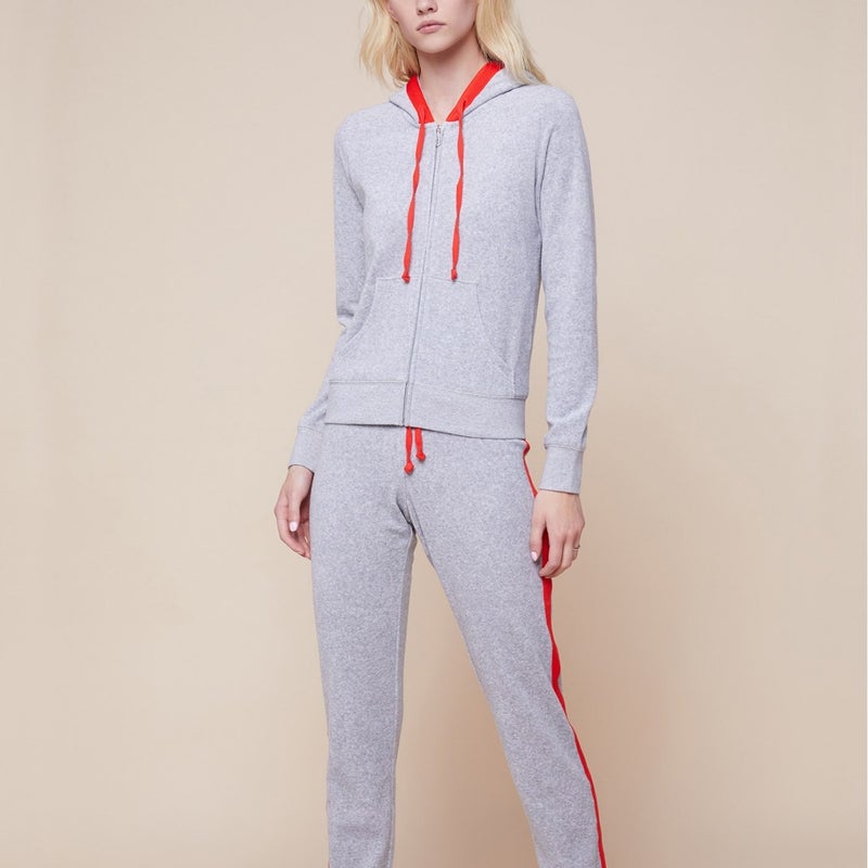 2021 Spring Gold Silk Velvet Sports Suit Fashion Color Block Brace Casual Hood Slim-Fit Two-Piece Fashionable Set - Image 4