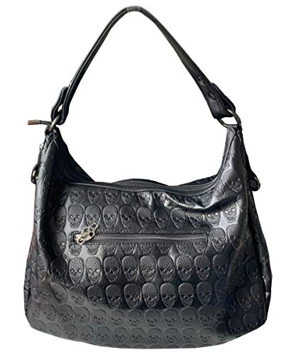 FiveloveTwo Women Skull Chain Handbag Large Capacity Gothic Shoulder Bag Studded Doctor Rivet Tote Satchel - Image 3