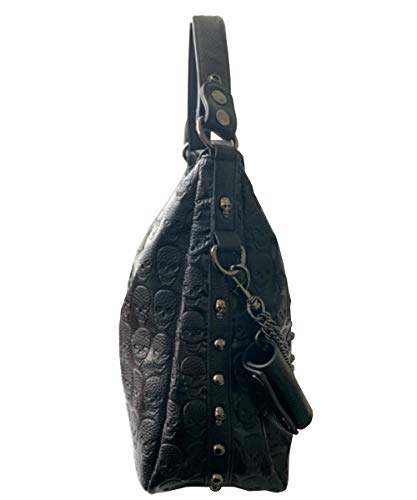 FiveloveTwo Women Skull Chain Handbag Large Capacity Gothic Shoulder Bag Studded Doctor Rivet Tote Satchel - Image 4