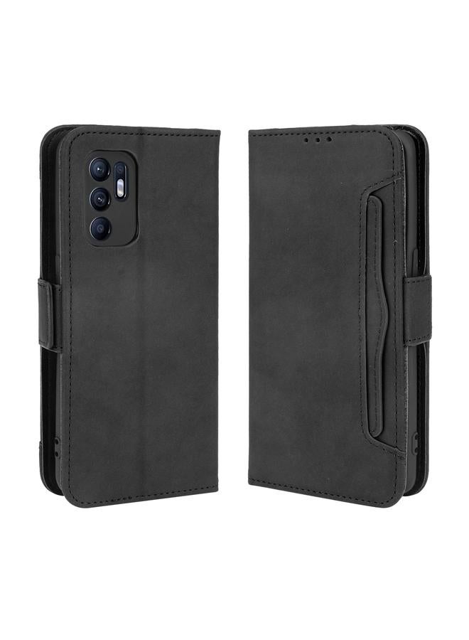 اس-توب جراب لهاتف OPPO Reno6 4G، مصنوع من الجلد بتصميم جلد العجل، قابل للطي أفقيًا، مع حامل وفتحات للبطاقات وإطار للصور - Image 2