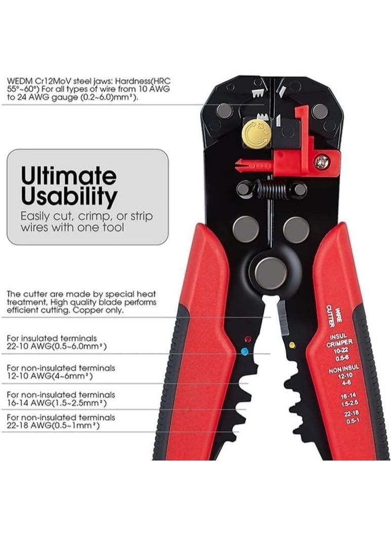 ZERIFAM Wire Strippers, Multifunctional Crimping Wire Stripper Tool, 3 in 1 Self Adjusting Wire Pliers, Automatic Wire Stripper/Cutter Tool for Stripping, Cutting, Crimping - Image 3