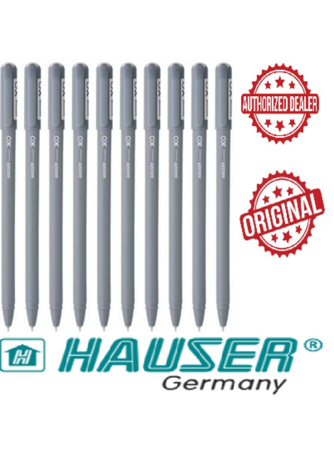 هاوزر جيرماني قلم حبر جاف أصلي من Hauser XO مقاس 0.7 مم، تصميم بسيط وأنيق، لمسة نهائية غير لامعة وجسم صلب، حبر منخفض اللزوجة مع طرف متين للغاية، حبر أسود، عبوة من 10 أقلام - Image 1
