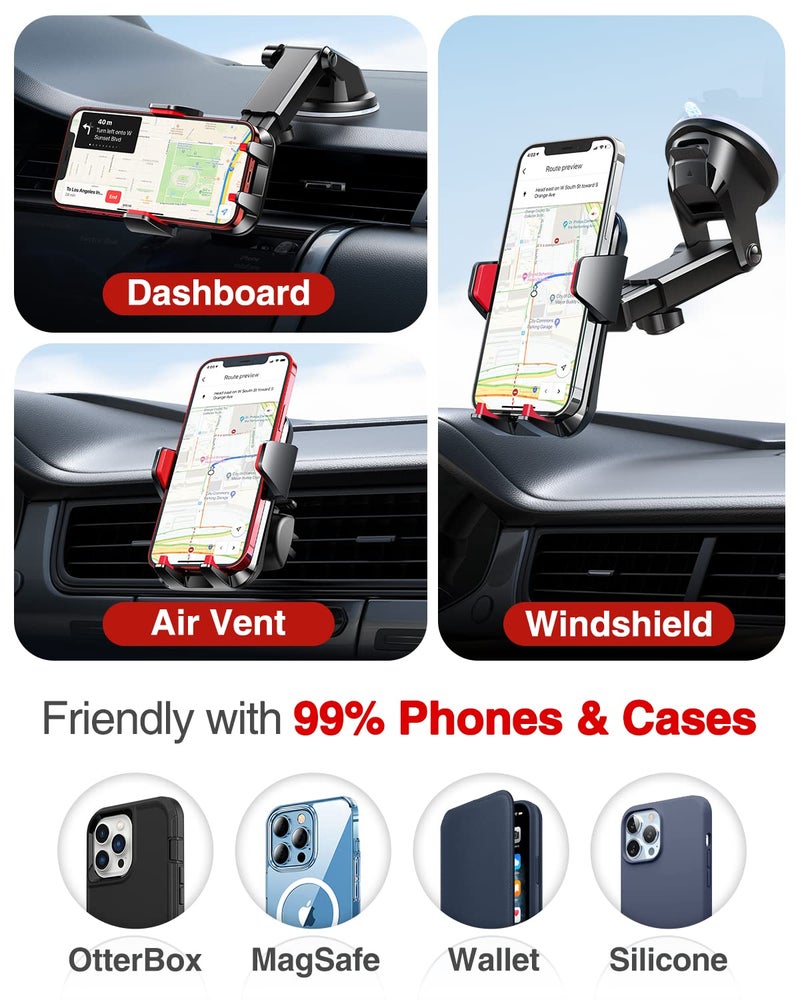 VANMASS ã€2026 Strongest & Military-Grade Car Phone Mount ã€Patent & Safetyã€‘ Ultimate Cell Phone Holder Best Handsfree Dash Windshield Vent for iPhone 17 Pro Max 16 15 Android & Truck Desk Mounts, Red - Image 3