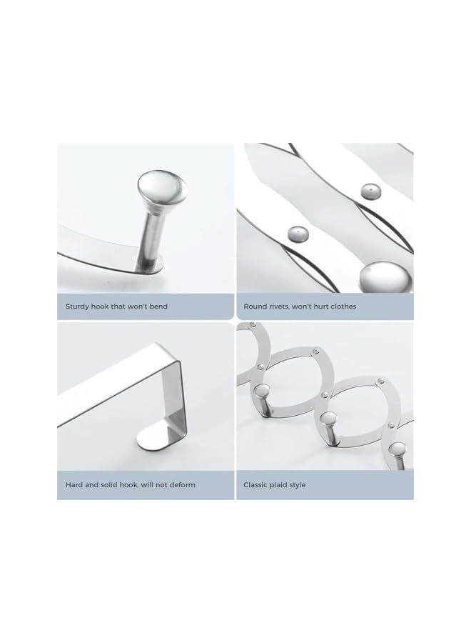 PROMASS promass Over The Door Hooks - 6 Hooks Over The Door Hanger Stainless Steel Telescopic Folding Expandable for Towel Racks Bathroom Kitchen Bedroom Hanging Clothes Hat Towel (Silvery White)  - Image 4