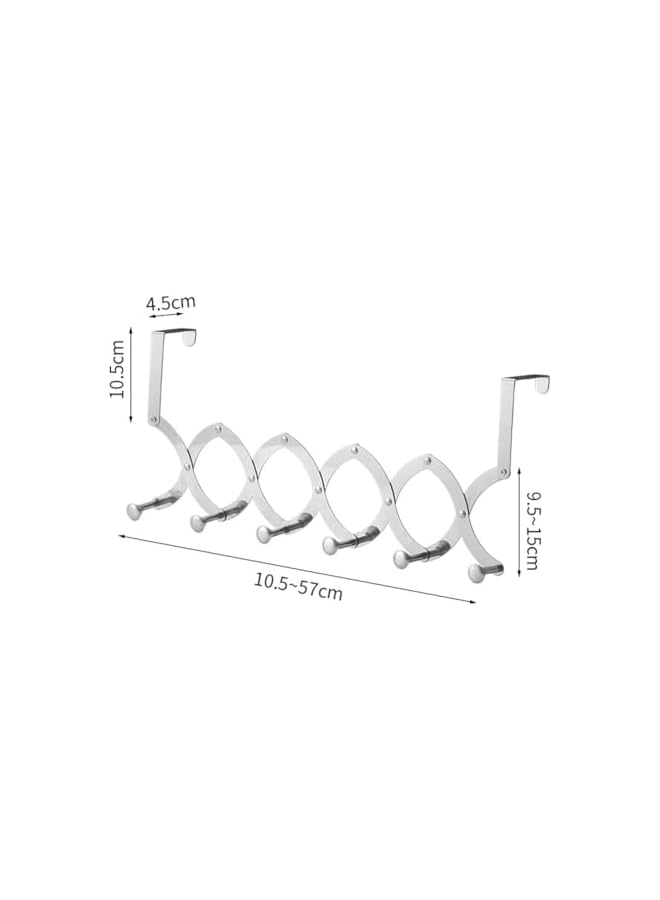PROMASS promass Over The Door Hooks - 6 Hooks Over The Door Hanger Stainless Steel Telescopic Folding Expandable for Towel Racks Bathroom Kitchen Bedroom Hanging Clothes Hat Towel (Silvery White)  - Image 2