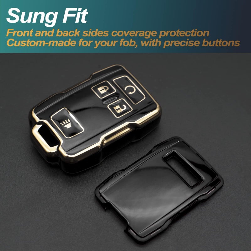 FEYOUN Key Fob Cover Compatible with Chevy Chevrolet Colorado Silverado Suburban Tahoe GMC Canyon Sierra 1500 2500 3500 HD TPU Remote Keyless Key Fob Case Protection Shell Accessories, Black - Image 3