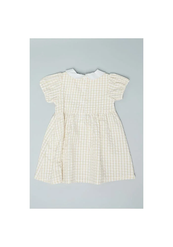 أر أند بي Checked Flared Dress with Peter Pan Collar and Puff Sleeves