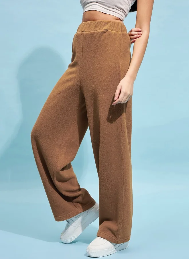 STREET 9 BASICS Brown Loose Fit Trousers for Women