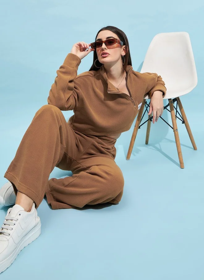 STREET 9 BASICS Brown Loose Fit Trousers for Women