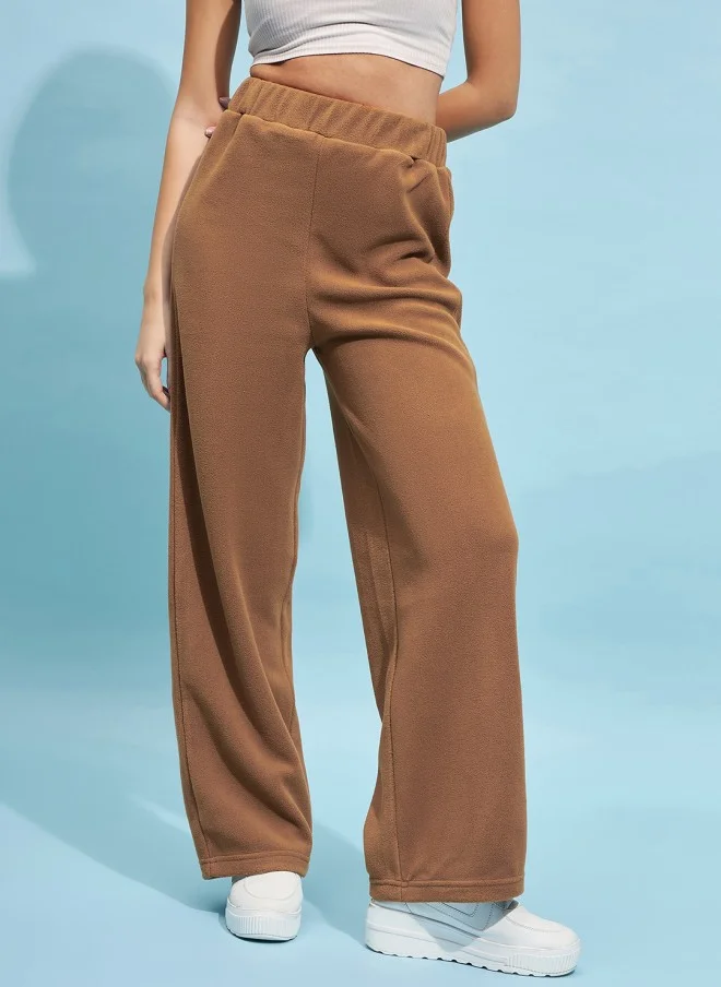 STREET 9 BASICS Brown Loose Fit Trousers for Women