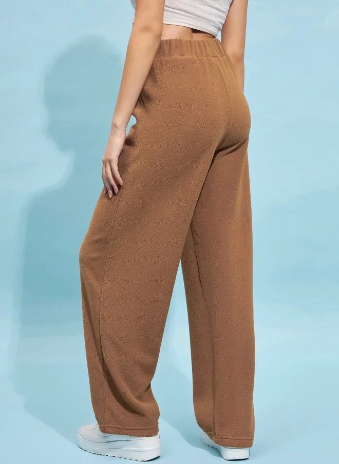 STREET 9 BASICS Brown Loose Fit Trousers for Women