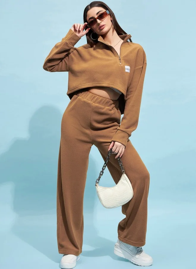 STREET 9 BASICS Brown Loose Fit Trousers for Women