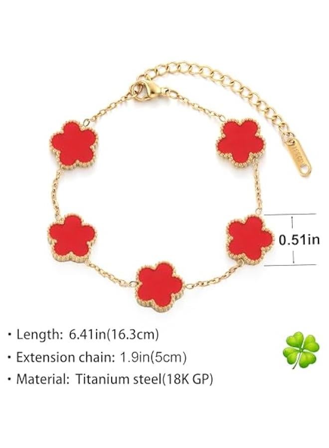Arabest TICVSS Four Leaf Clover Bracelet for Women 18K Gold Plated Stainless Steel Lucky 4 Leaf Gold Link Bracelet Jewelry Gift for Women - Image 2