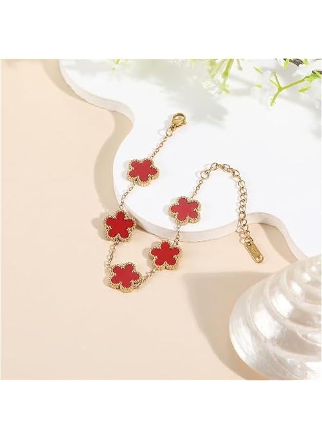 Arabest TICVSS Four Leaf Clover Bracelet for Women 18K Gold Plated Stainless Steel Lucky 4 Leaf Gold Link Bracelet Jewelry Gift for Women - Image 3