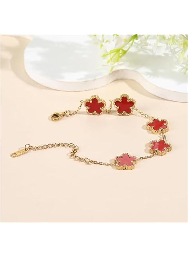 Arabest TICVSS Four Leaf Clover Bracelet for Women 18K Gold Plated Stainless Steel Lucky 4 Leaf Gold Link Bracelet Jewelry Gift for Women - Image 4