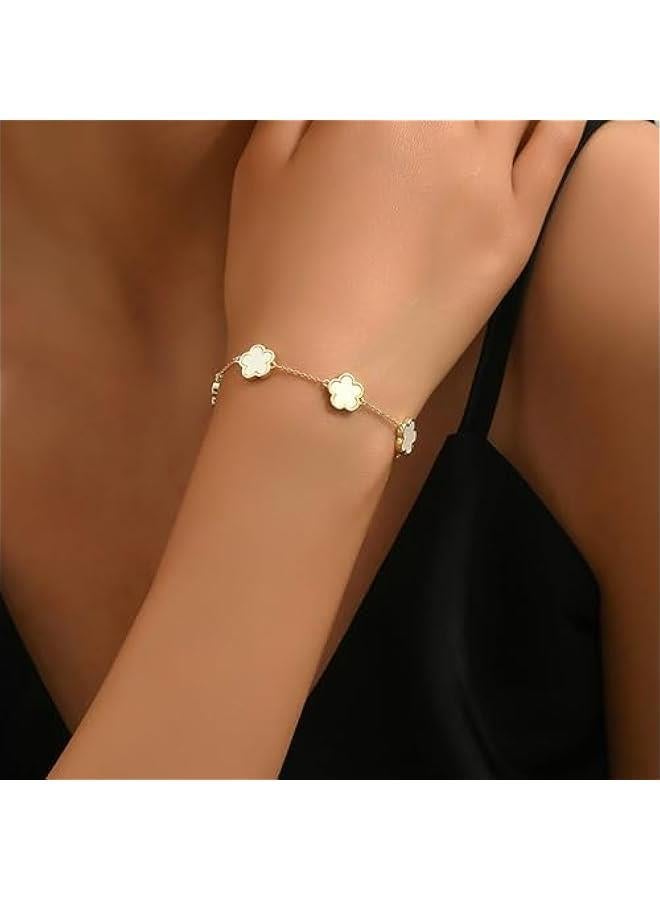 Arabest TICVSS Four Leaf Clover Bracelet for Women 18K Gold Plated Stainless Steel Lucky 4 Leaf Gold Link Bracelet Jewelry Gift for Women - Image 5