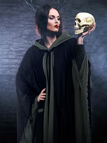 Geyoga Halloween Grim Reaper Costume Halloween Scary Cloak Witch Costume Hooded Cape for Adult Cosplay Props(Dark Green,L) - Image 5